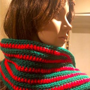 Christmas Red and Dark Green Scarf   Ready to Ship